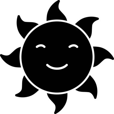 yaz güneşi simgesi, beyaz arkaplanda izole edilmiş basit vektör çizimi