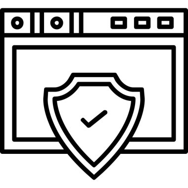 Kalkan simgesi düz stil, vektör illüstrasyonu