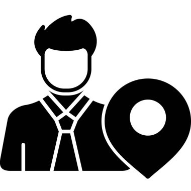 Konum kodu, vektör simgesi olan işadamı
