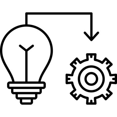 Ampul simgesiyle vites ayarlıyorum. Beyaz arkaplanda izole edilmiş web tasarımı için ampul vektör simgesi içeren ana hat teçhizatı