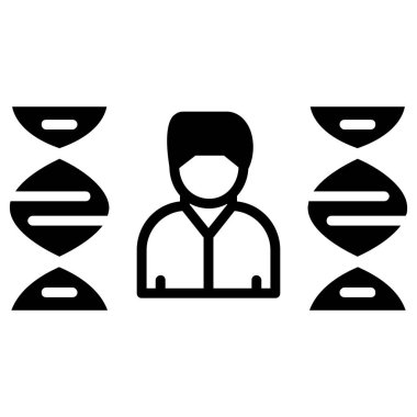 DNA genetik sembolü vektörü. DNA imzası. izole edilmiş çizgi simgesi siyah illüstrasyon