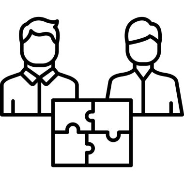 takım çalışması simgesi vektör çizgisi ve ince çizgi