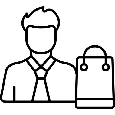 İş adamı alışveriş çantası simgesi ana hatlarıyla
