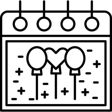 takvim tarihi aşk simgesi ana hat biçiminde