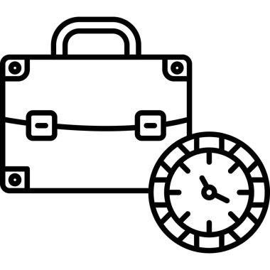Beyaz arkaplanda izole edilmiş ana hatlı evrak çantası simgesi. ofis ve seyahat sembolü çizimi.