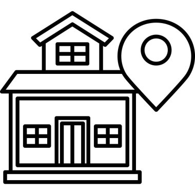 yapı evi konumu simgesi ana hat biçiminde