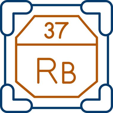 37 Rubidium Simgesi, Web Kullanımı için Basit Vektör İllüstrasyonu