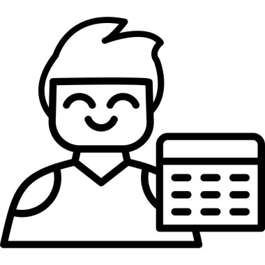 Dizüstü bilgisayar simgesine sahip insan avatarı, özet biçimi