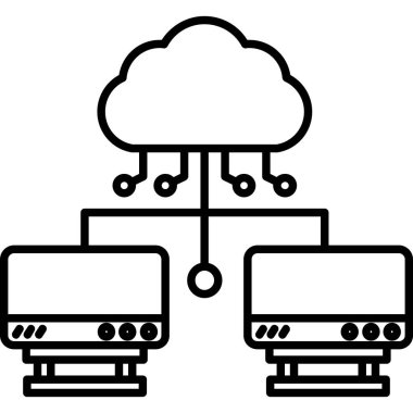 ağ bulut sunucu simgesi ana hat biçiminde