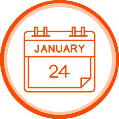 24 Ocak Simgesi, Web Kullanımı için Basit Vektör İllüstrasyonu