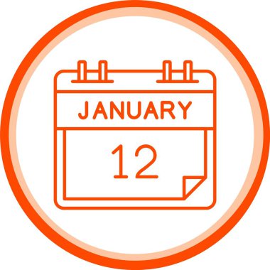 Web Kullanımı için 12 Ocak Simgesi, Basit Vektör İllüstrasyonu