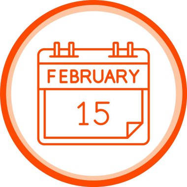 Web Kullanımı için 15 Şubat Simgesi, Basit Vektör İllüstrasyonu