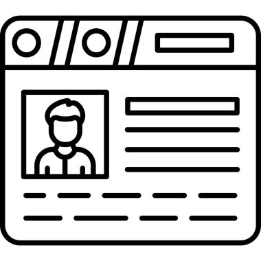 Kimlik kartı simgesi, vektör illüstrasyonu