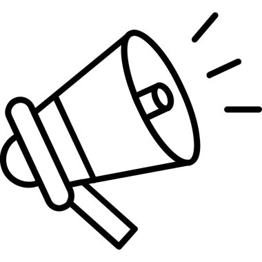 megafon ikonu. beyaz arkaplanda izole edilmiş ana hat hoparlörü megafon vektör tasarımı web tasarımı