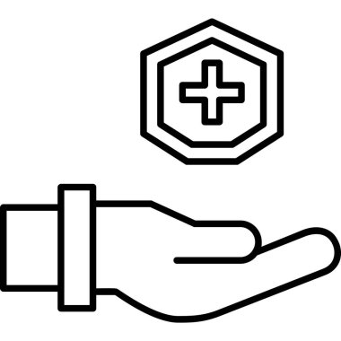 Bir kişinin elinde haç tutan bir elin vektör çizimi.