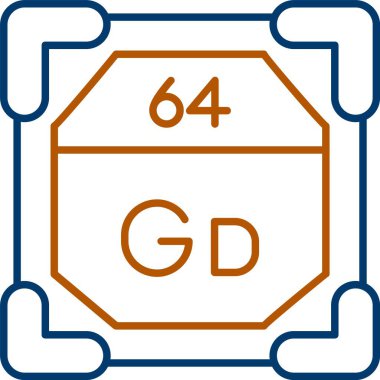 64 Gadolinium Simgesi, Web Kullanımı için Basit Vektör İllüstrasyonu