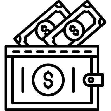 Dolar banknot para simgesi ana hatları biçiminde