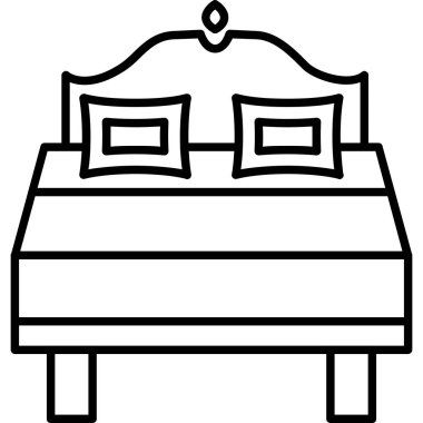 Yatak odası yatak odası ikonu taslak biçiminde