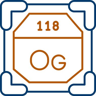 118 Oganesson Simgesi, Web Kullanımı için Basit Vektör İllüstrasyonu