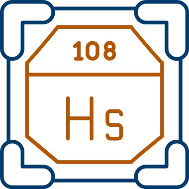 108 Hassium Simgesi, Web Kullanımı için Basit Vektör İllüstrasyonu