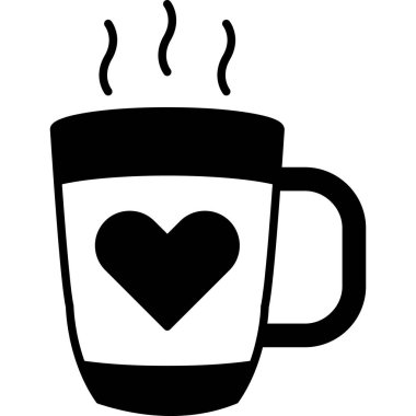 Kalp simgesi ile kahve fincanı