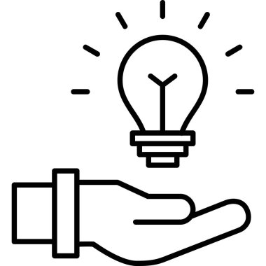 Ampul simgesi ile el, özet biçimi