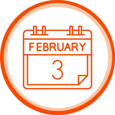 Web Kullanımı için 3 Şubat Simgesi, Basit Vektör İllüstrasyonu