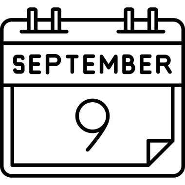 Takvim Eylül simgesi, vektör illüstrasyonu