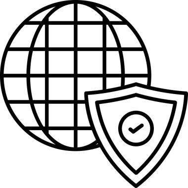 küresel güvenlik simgesi, vektör illüstrasyonu