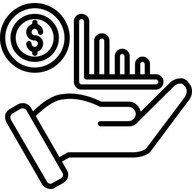 Dolar işareti simgesi olan el, vektör illüstrasyonu