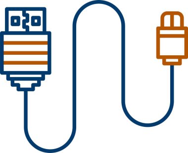 Web kullanımı için USB Kablo Simgesi, Basit Vektör İllüstrasyonu