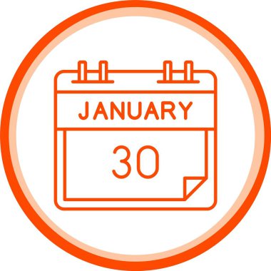 Web Kullanımı için 30 Ocak Simgesi, Basit Vektör İllüstrasyonu