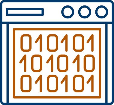 Web Kullanımı için İkili Kod Simgesi, Basit Vektör İllüstrasyonu