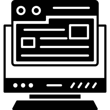 Bilgisayar monitörü simgesi. Web için basit bilgisayar vektör simgeleri çizimi