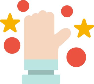 Yıldız simgesi ile el, vektör illüstrasyon tasarımı