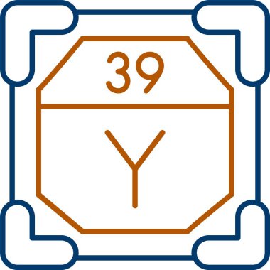39 Yttrium Simgesi, Web Kullanımı için Basit Vektör İllüstrasyonu