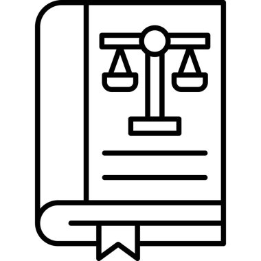 Hukuk kitabı ikonu. Beyaz arkaplanda izole edilmiş web tasarımı için özet hukuk kitabı vektör simgesi