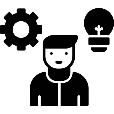 insan ve dişli simgesi, vektör illüstrasyonu