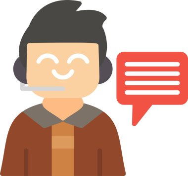 Beyaz arkaplanda bir adamla sohbet mesajı, illüstrasyon, vektör