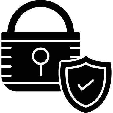 Veri koruma kalkanı simgesi ana hat biçiminde