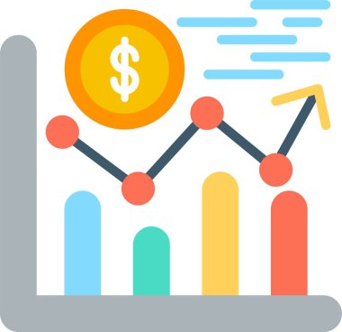 iş grafiği simgesi düz tasarım çizimi