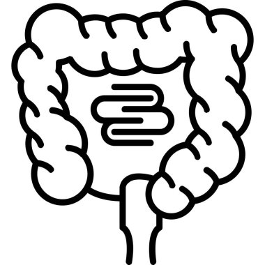 Bağırsak bozulmamış ikon. Beyaz arkaplanda izole edilmiş web tasarımı için özet barsak stine vektör simgesi