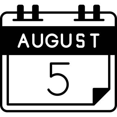 5 Ağustos, düz tasarım takvim günü simgesi