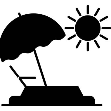 yaz güneşi ve şemsiye simgesi