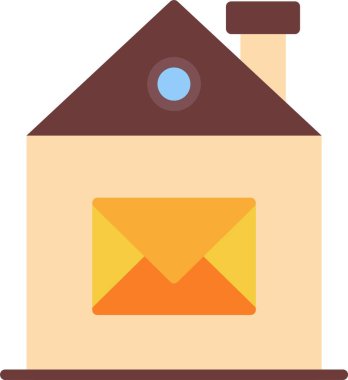 Posta ikonlu ev. Düz renk tasarımı. vektör illüstrasyonu.