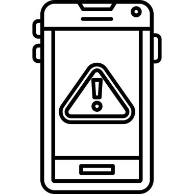 Uyarı telefon simgesi ana hatları vektörü. Çağrı alarmı