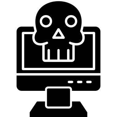 bilgisayar kafatası ikonu vektör illüstrasyon grafik tasarımı