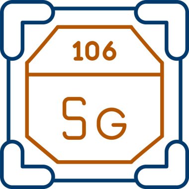 106 Seaborgium Simgesi, Web Kullanımı için Basit Vektör İllüstrasyonu