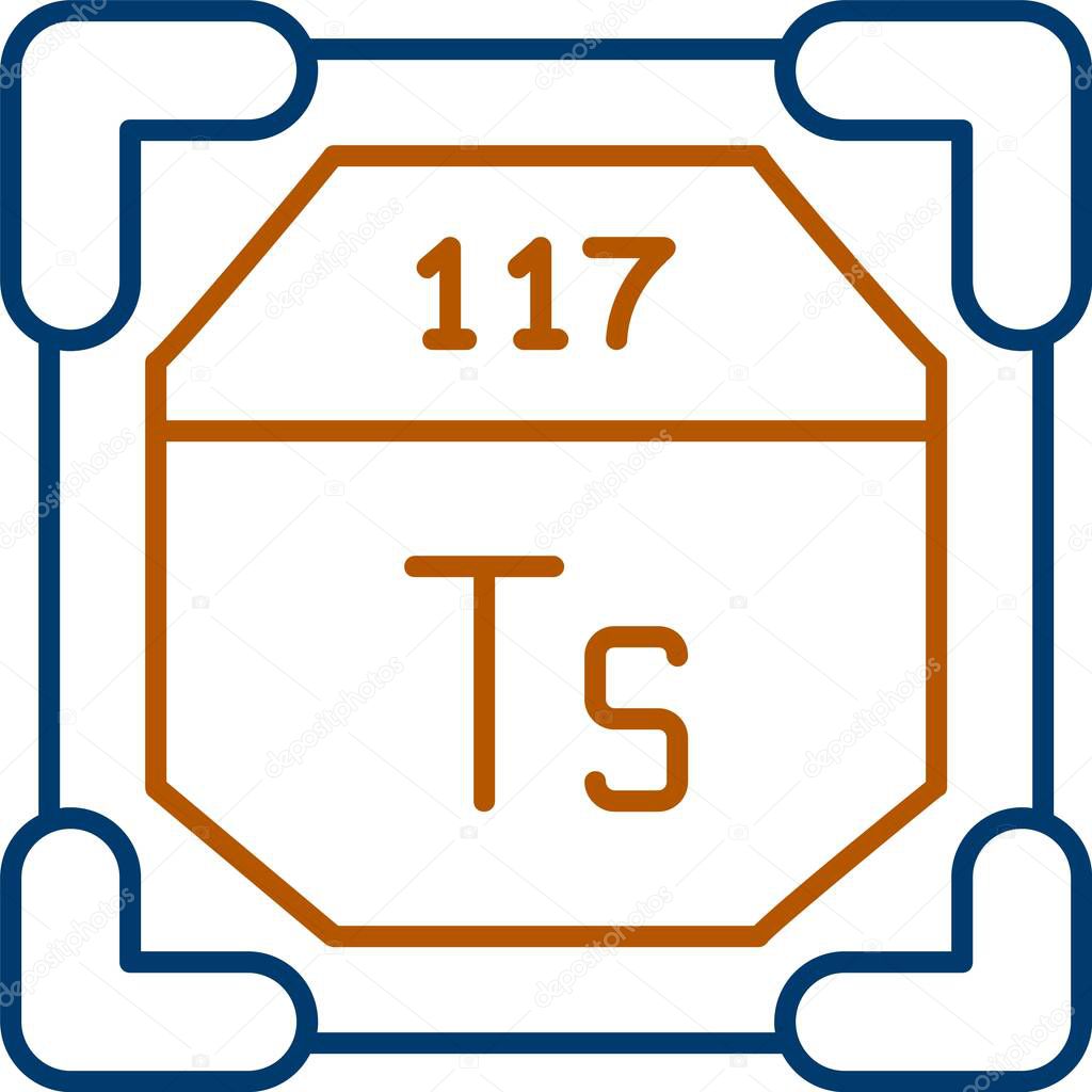 117 Tennessine Icon, Simple Vector Illustration For Web Use