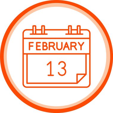 13 Şubat Simgesi, Web Kullanımı için Basit Vektör İllüstrasyonu